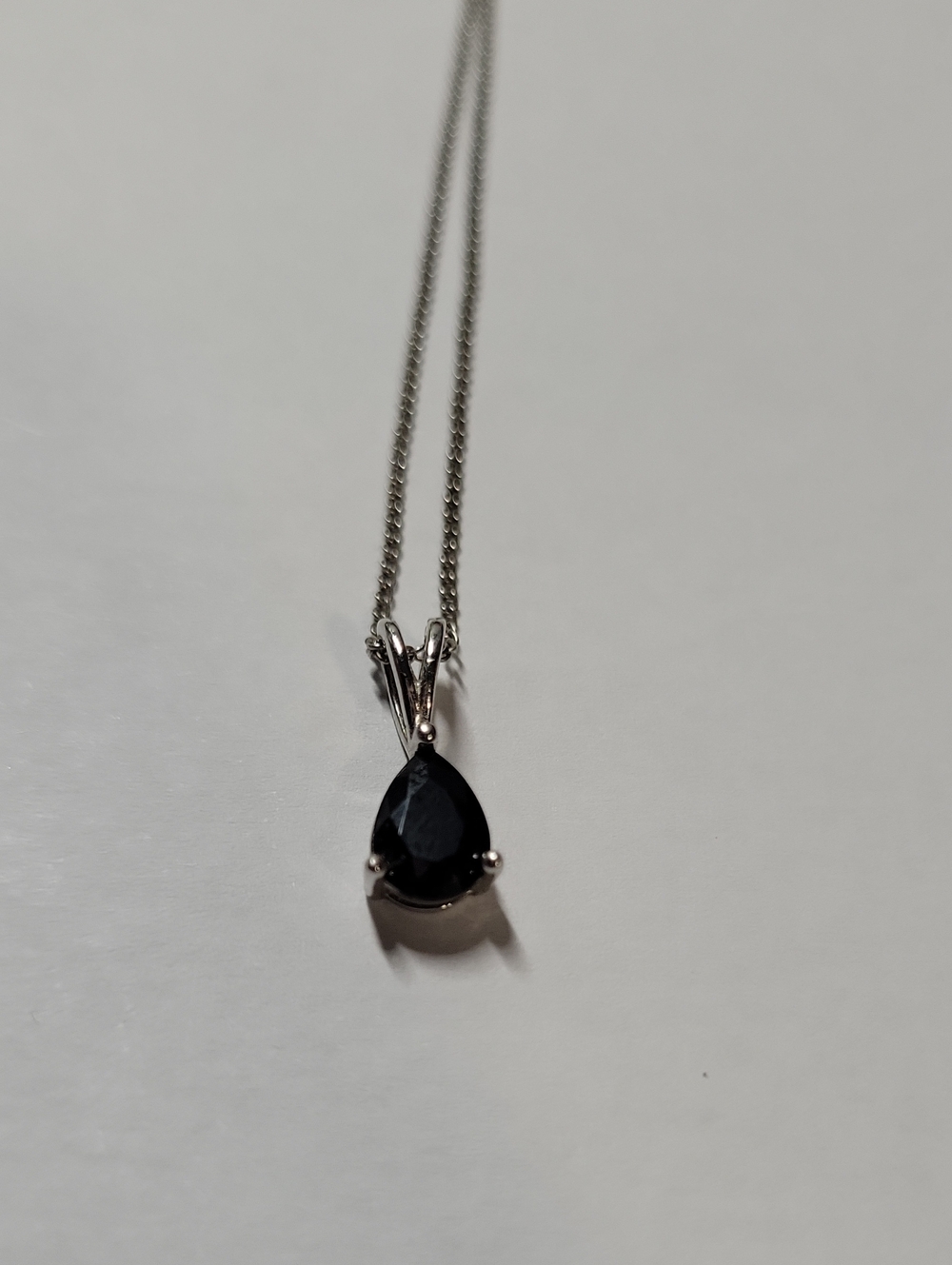 Teardrop Black Gem Pendant Necklace - Elegant Women's Jewelry 925